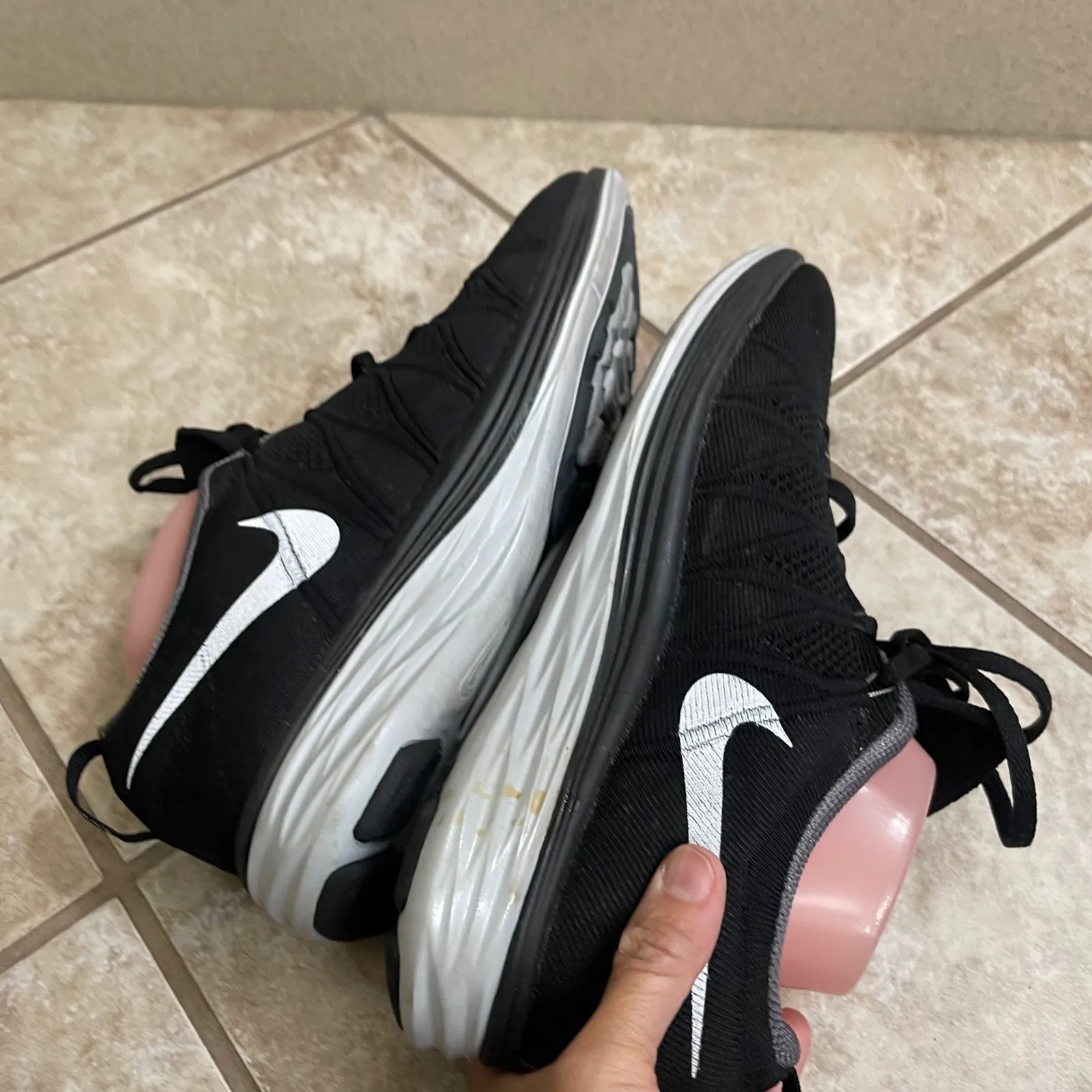 Nike Flyknit Lunar 2 Shoes Womens 10 Black Athletic Gym Workout Running Trainer - Image 5