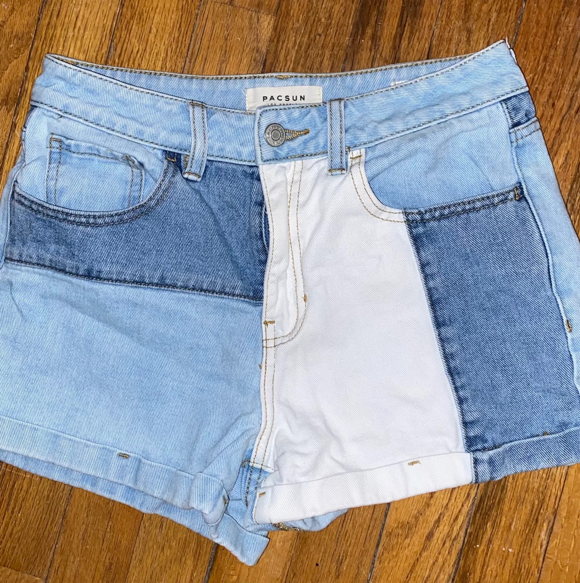PacSun Denim Patch Work High Waisted Shorts - Image 2
