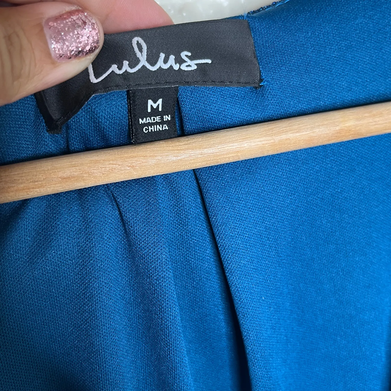 Lulus Women's Wow Factor Blue Metallic Surplice Romper Long Sleeve Size Medium - Image 3