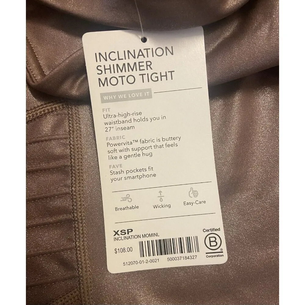 Athleta Women's Moto Tight Inclination Shimmer Rose Brown‎ Legging XS Petite NWT - Image 8