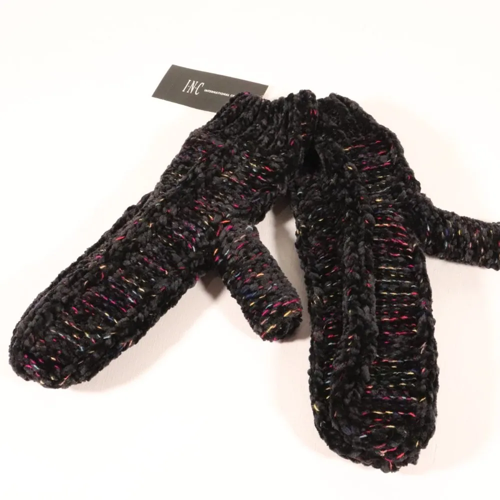 NWT INC International Concept Space Dye Mittens in Black - Image 3
