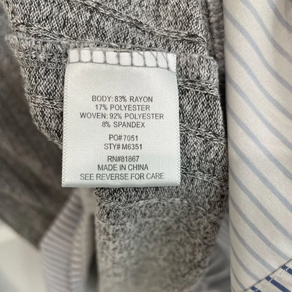 Olivia Sky Layered Look Ruffle Neck Gray Sweater Blue Stripes Women’s Size XS - Image 5