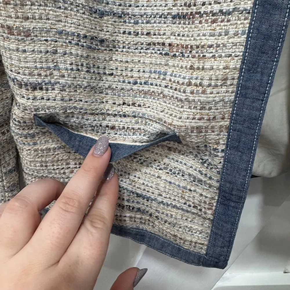 J Mclaughlin Therese Jacket Small Blue Heathered Tweed Blazer Chambray NWT $298 - Image 7