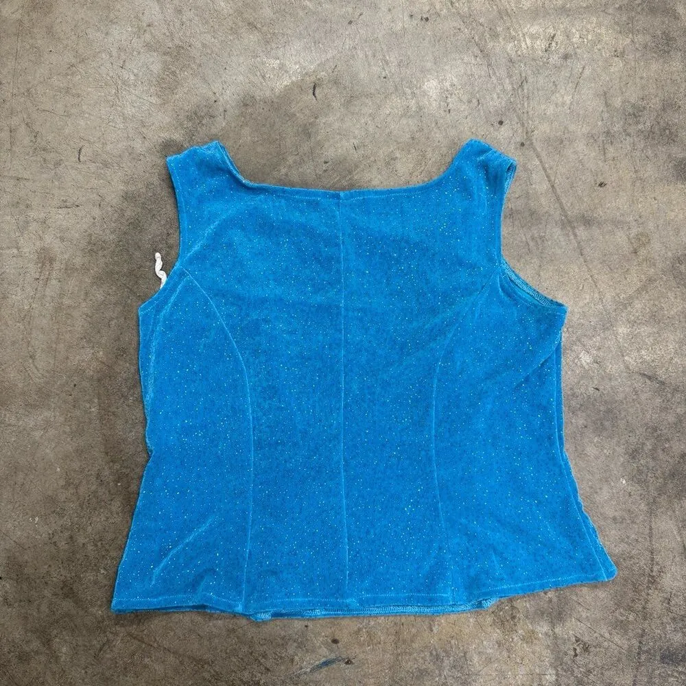 Vintage y2k Sparkly glittery blue corset style tank top - Image 5