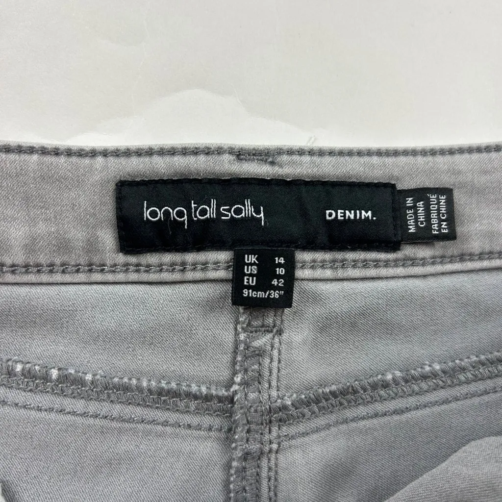 Long Tall Sally Light Gray Wash Stretch Denim High Rise Skinny Jeans 10 Long - Image 3