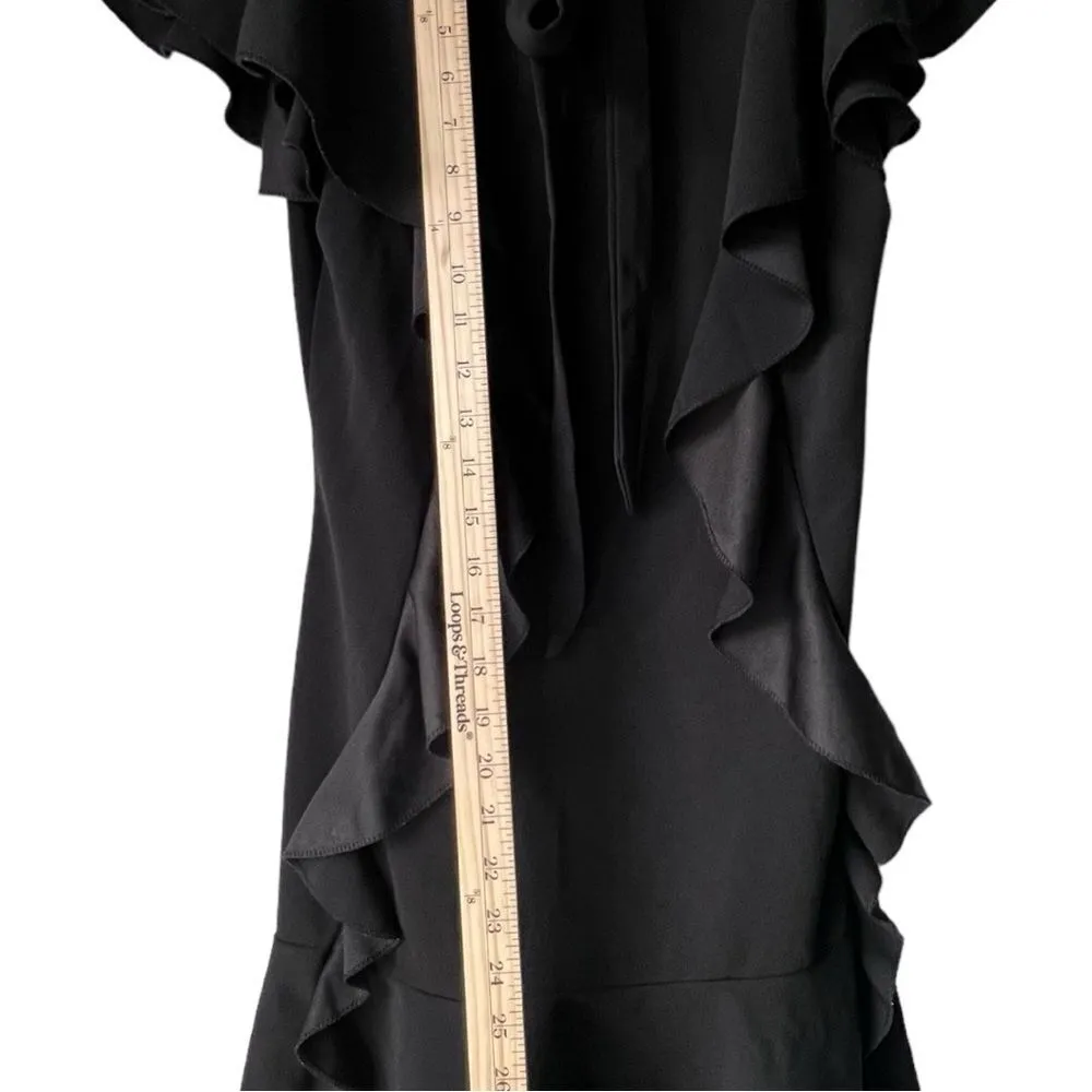 Women's black casual Elegant Dresses for Tie Neck Puff Short Sleeve Office S. - Image 5