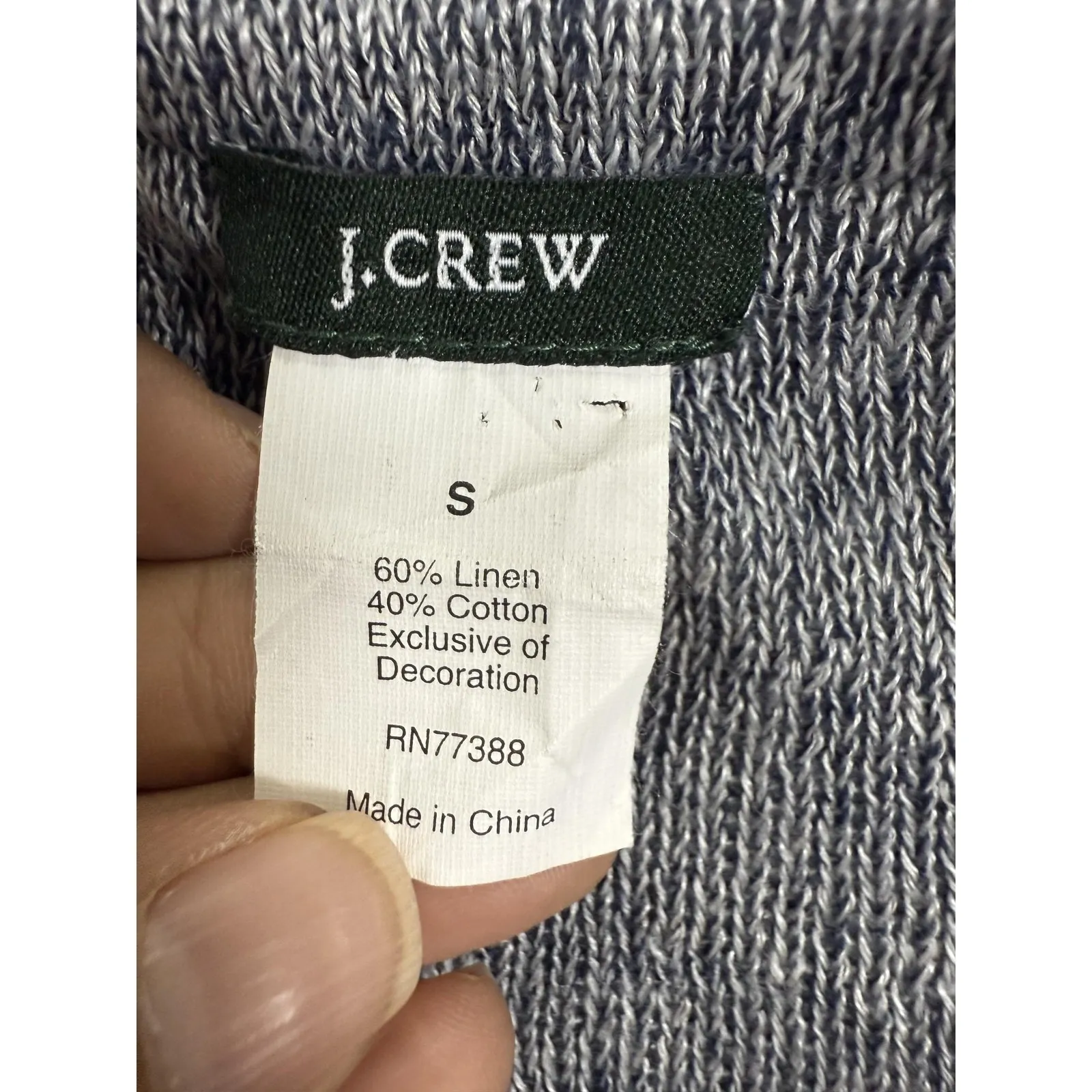 J‎ Crew Sweater Mens Small Blue Linen Cotton Blend Single Button Cardigan Casual - Image 5