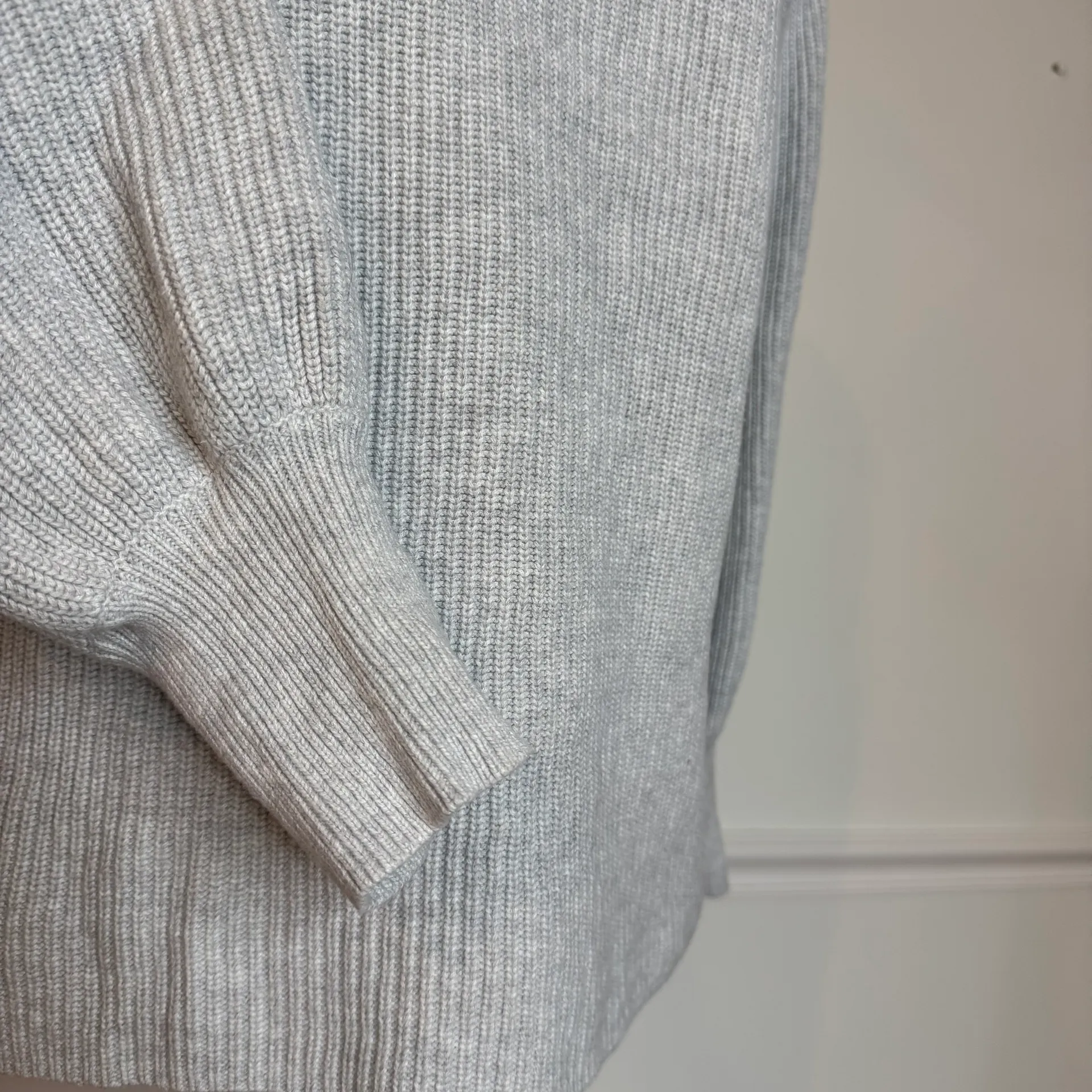 Gray Knit Balloon Sleeve Sweater, Size Small - Image 5