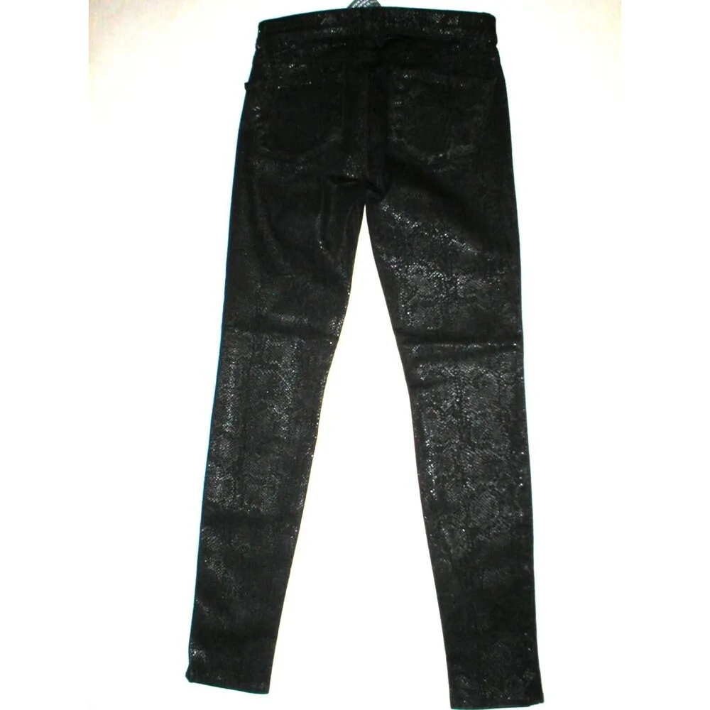 New J Brand Jeans Skinny Womens Leggings Black Matte Boa Snake 26 Coated USA - Image 5