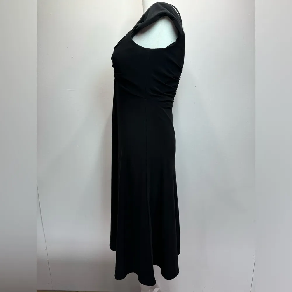 White House Black Market WHBM Little Black Dress Off Shoulder Pleated Size 6 - Image 5