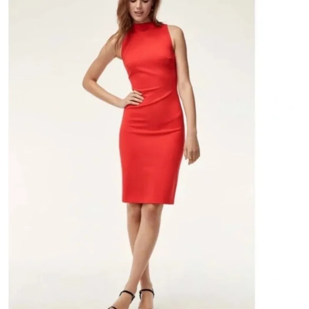 Babaton Red Matheson High Neck Sleeveless Midi‎ Dress Size 4 Holiday Valentine - Image 13