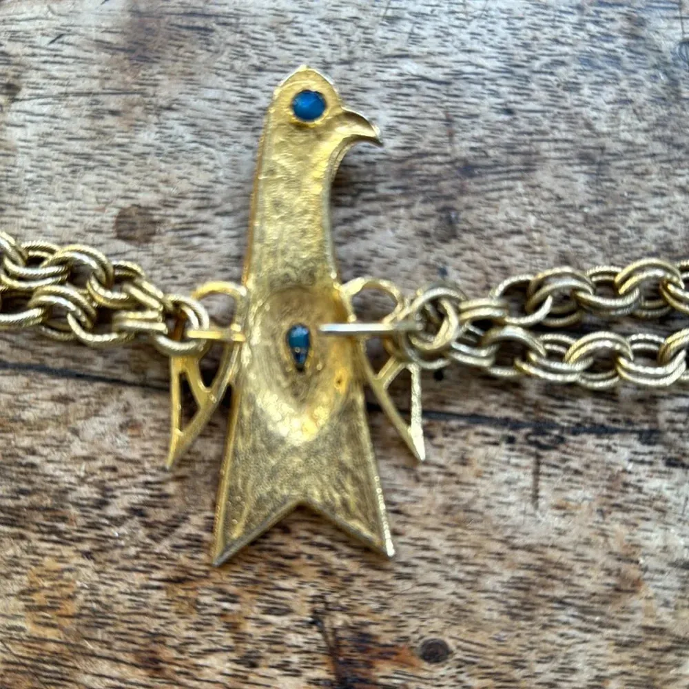 On hold Gold blue lapis bird chain belt statement belt - Image 4