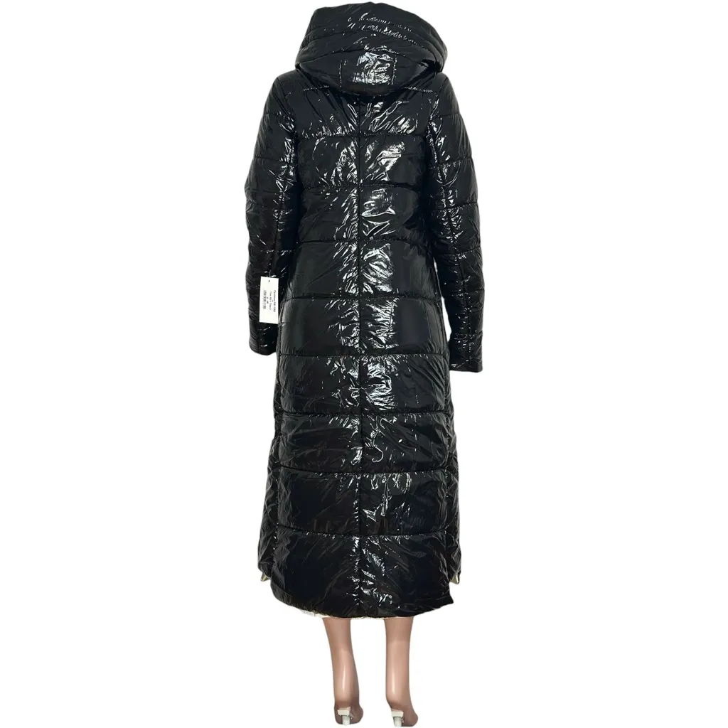 FAVORITTI Waterproof & Windproof Maxi Puffy Quilted Long Hooded Jacket, Black, M Black Size M - Image 8