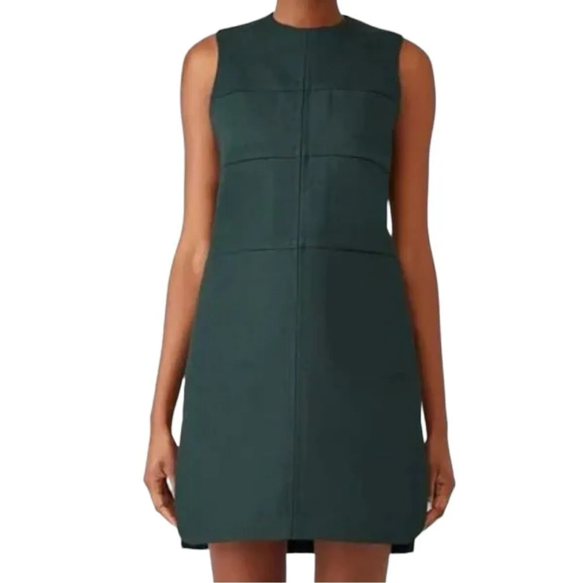 CARVEN Green Wool Twill 100% Cotton Shift Pockets Dexter Shift Dress sz 40 - Image 8