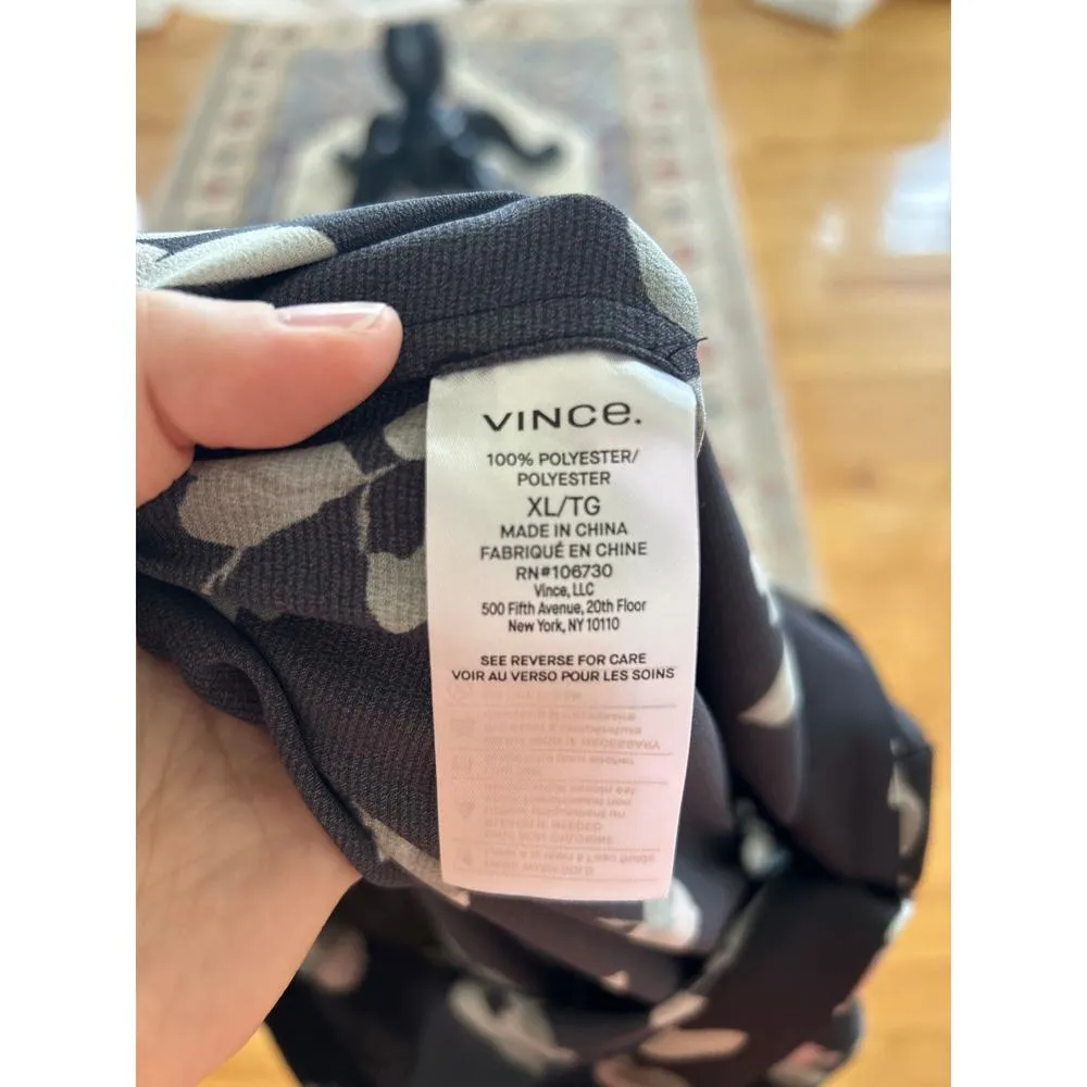 Vince Black & Pink Neutral Watercolor Floral Wide Leg Jumpsuit - Image 6