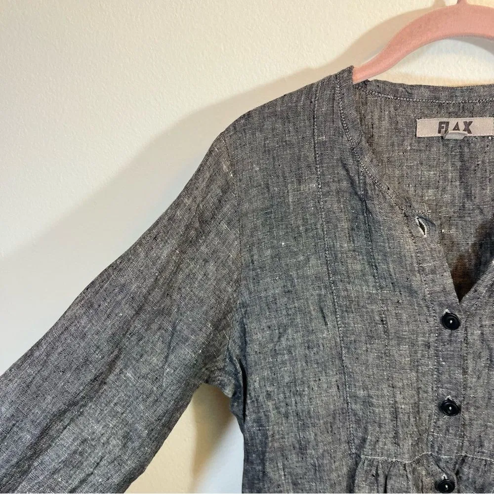 FLAX Women’s Linen Gray Tunic Top P - Image 4