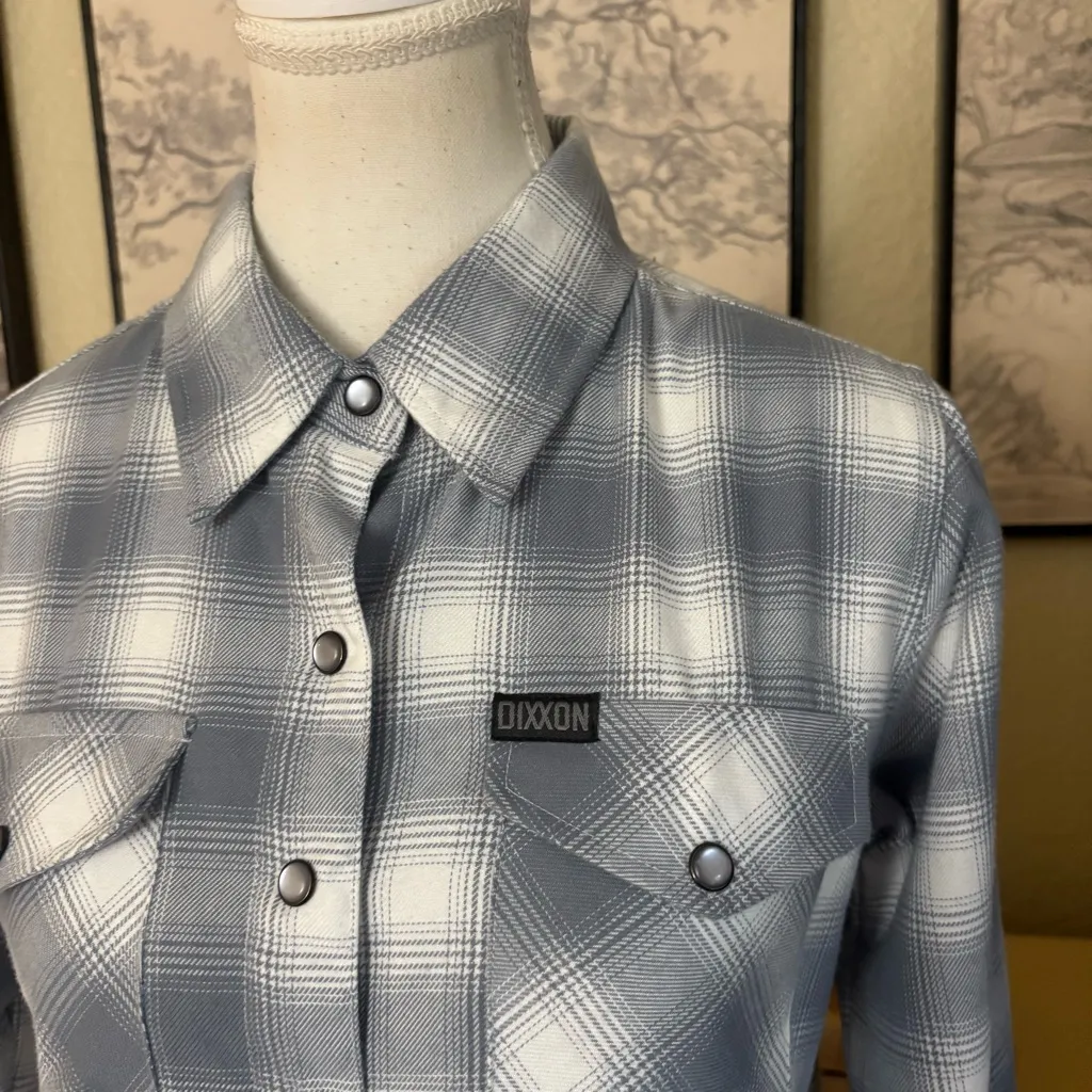 DIXXON The Summit Flannel Snap Button Button Down Long Sleeve Size Small Gray - Image 2
