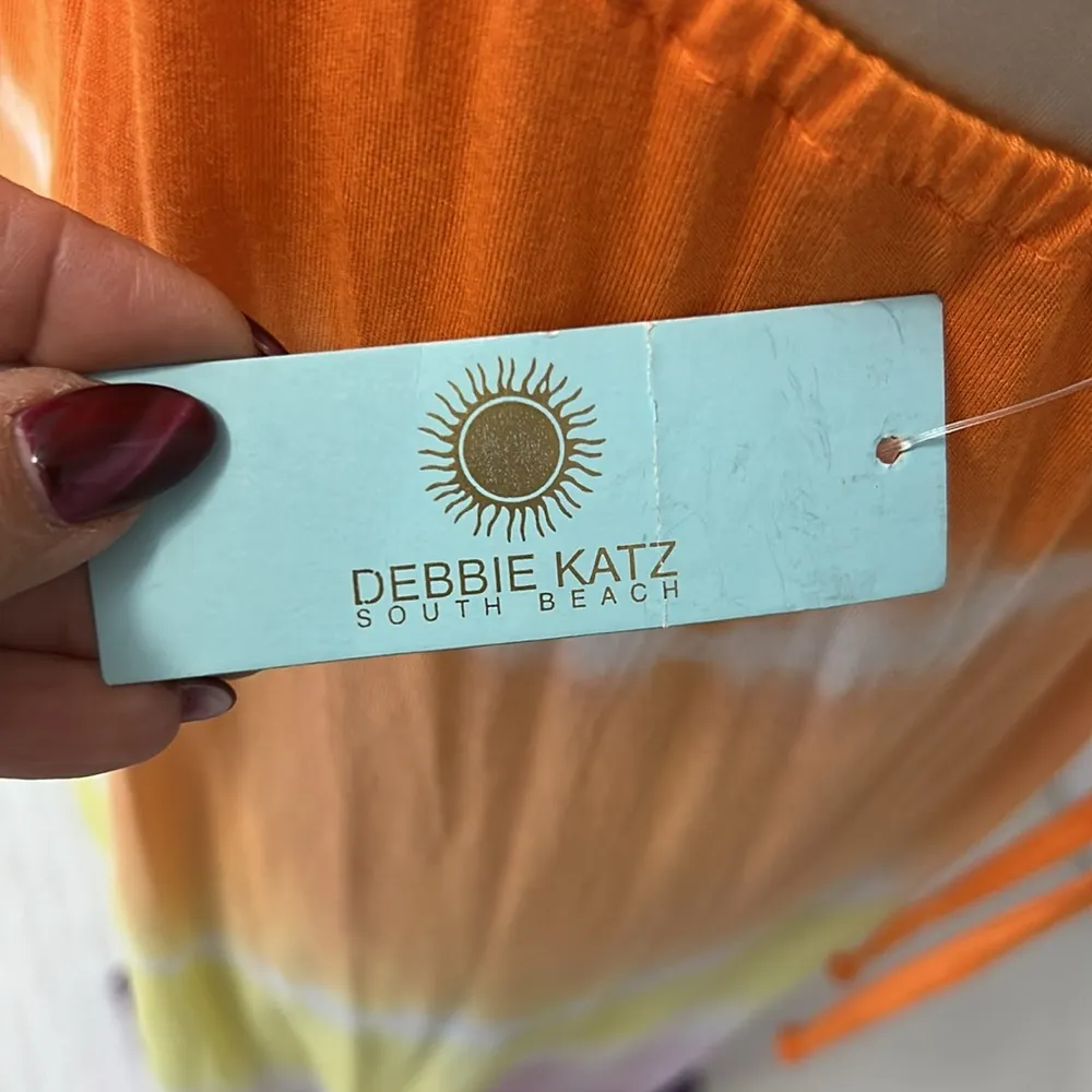 Debbie Katz South Beach Tie Dye Halter Maxi Cover Up Dress Orange Size XS - Image 5