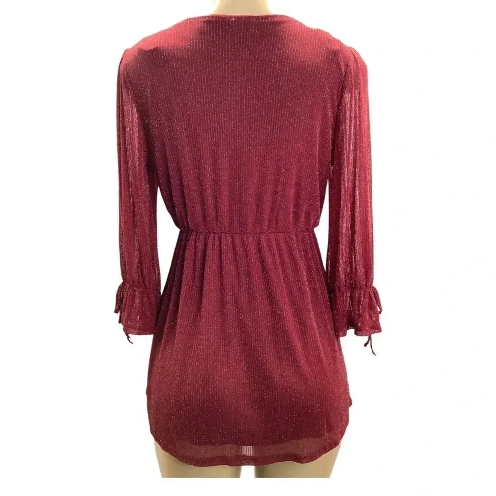 Siren Lily Maternity Shimmery Top with elastic and ties on sleeves New - Image 3