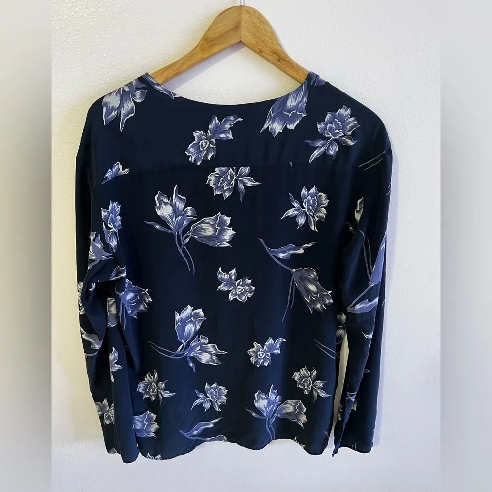 DASLU SAO PAOLO BLOUSE 100*% SILK black floral long sleeve LIGHTWEIGHT top Ss M Size M - Image 9