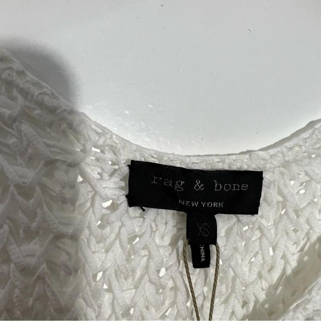 Rag &‎ Bone White Lizette Crochet Sleeveless Striped Tank XS - Image 7