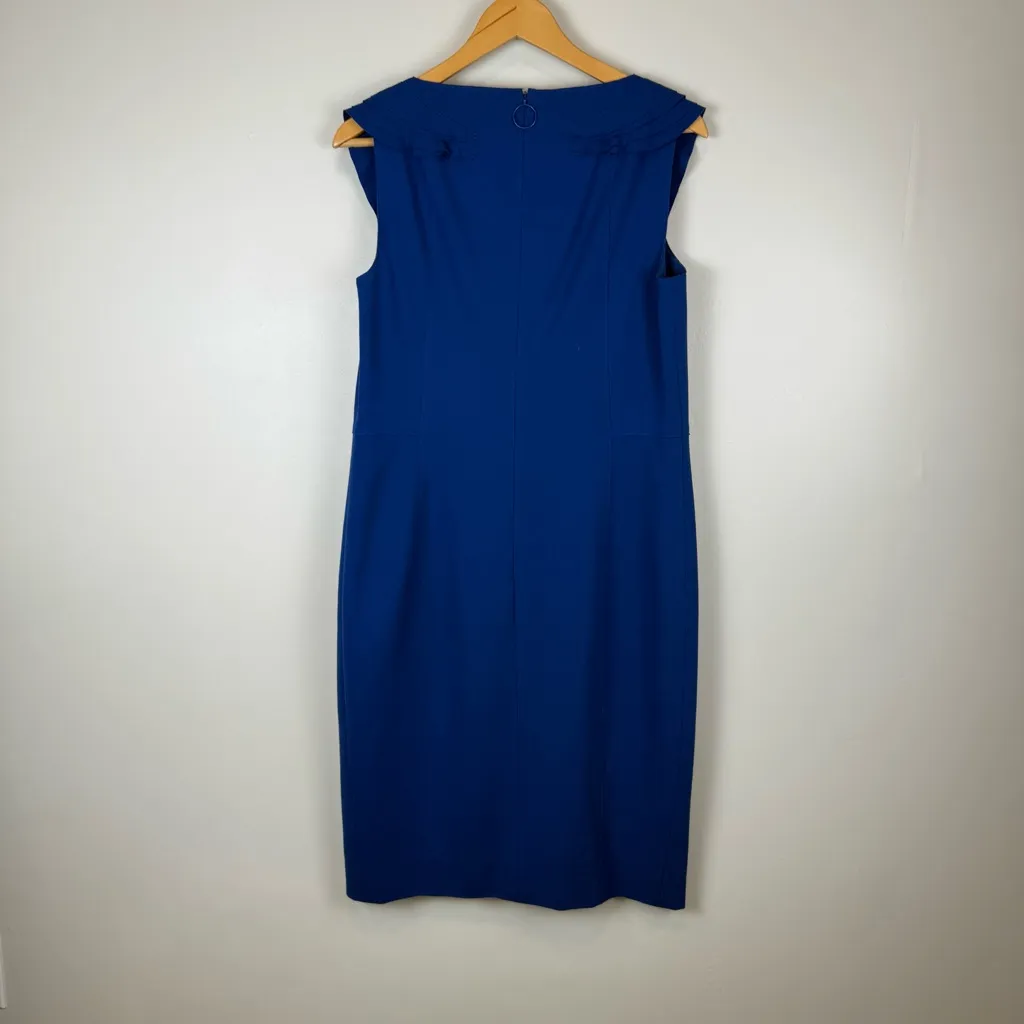 Akris Punto Cap-sleeve sheath dress Women's Size US 10 Blue Career - Image 4