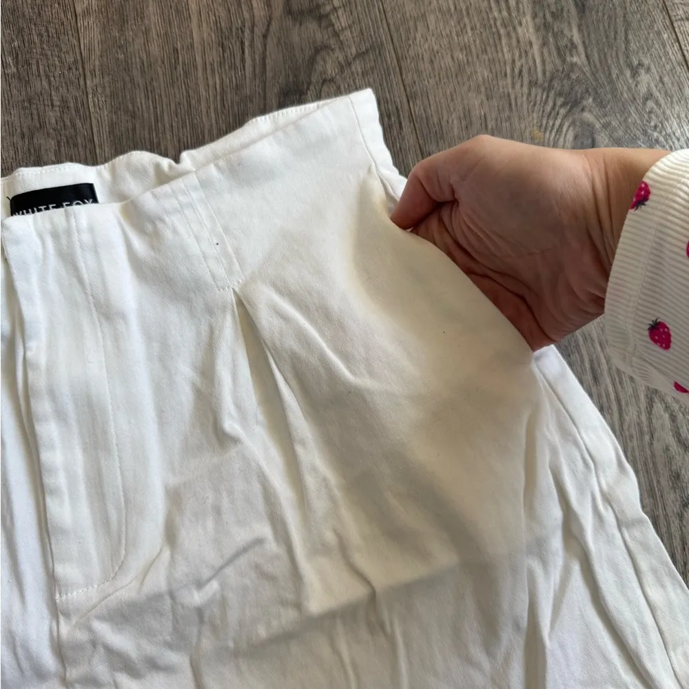 White Fox White High Rise Pleated Shorts - Image 3