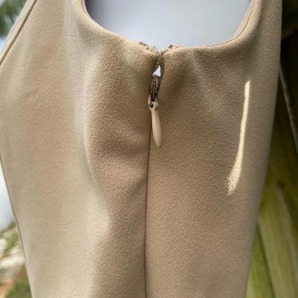 TOMMY HILFIGER Womens Tan Belted Sleeveless Point Collar Knee length dress - Image 3