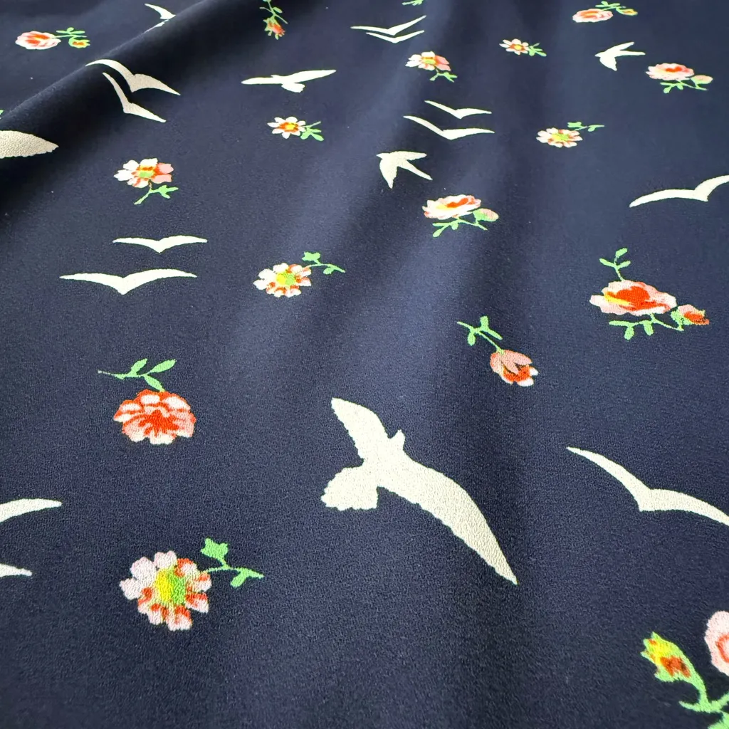 Rose & Olive Navy Bird and Floral Midi Dress Sz 10 - Image 11