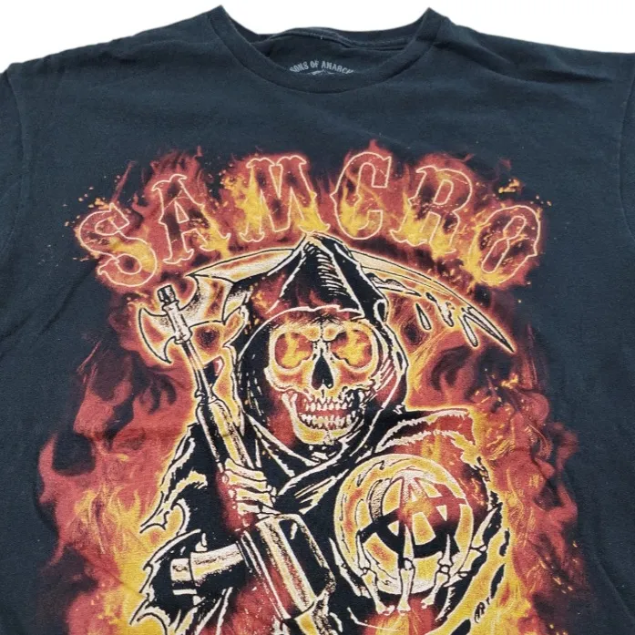 Shirt Size Medium Samcro Flaming Grim Reaper Graphic Print Shirt Unisex T-shirt - Image 3