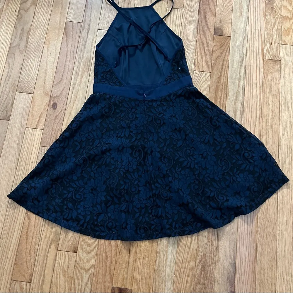 Lulus Twirling Around Navy Blue Lace Skater Dress Size Small - Image 12