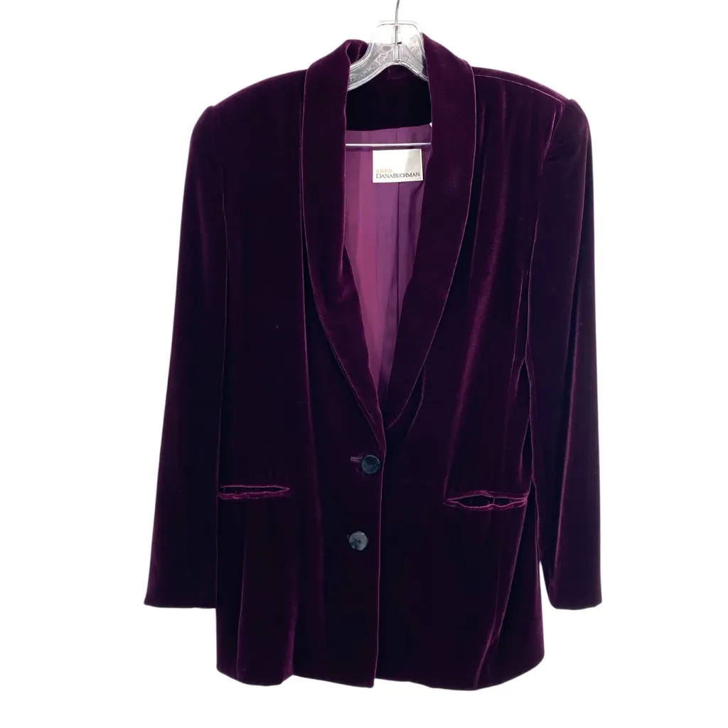Dana Buchman Vintage Dark Purple Velvet Silk Blend Pant Blazer Jacket Suit Set - Image 16