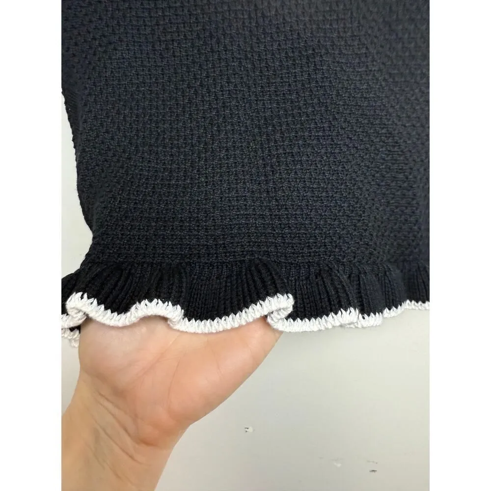 GEORGIE Mixed Stitch Ruffle Pullover Sweater NWT Sz. XS Black - Image 7