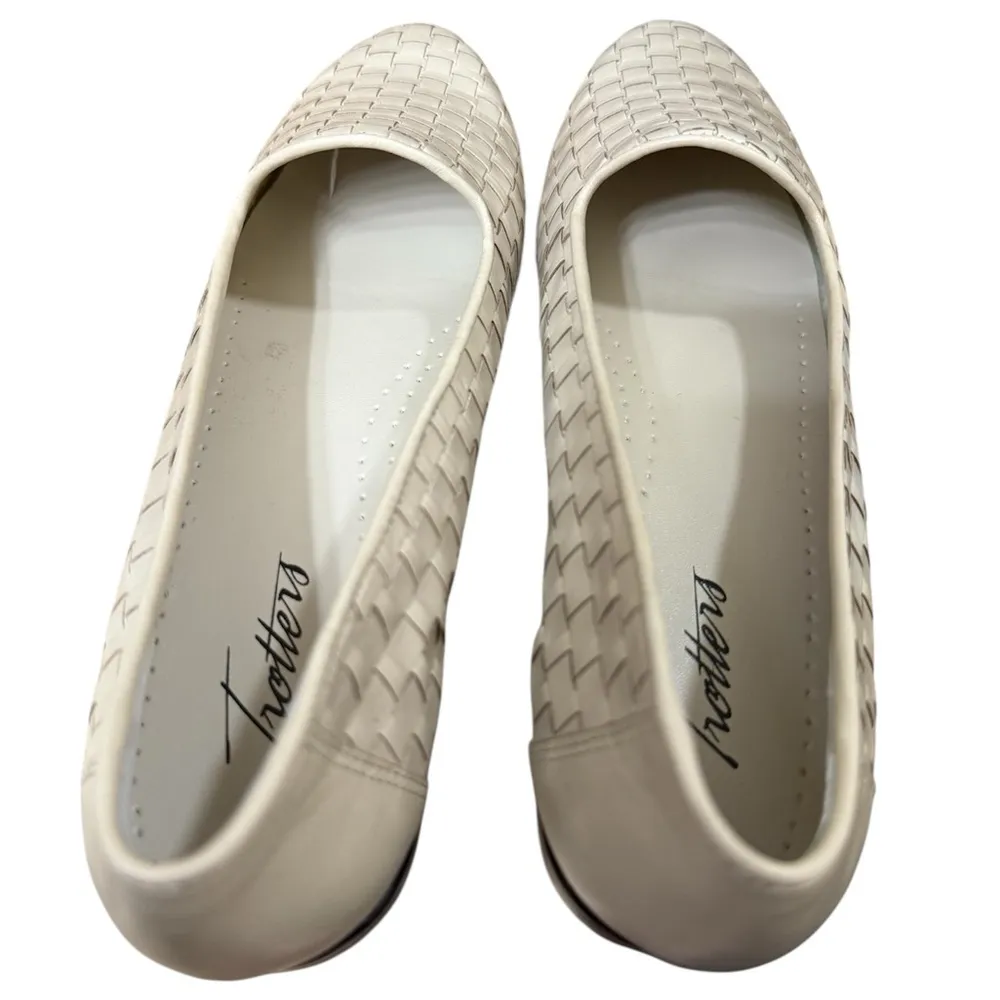 Trotters Liz Bone Beige Basket Woven Leather Loafers Casual Shoes Womens Size 8N Black - Image 10