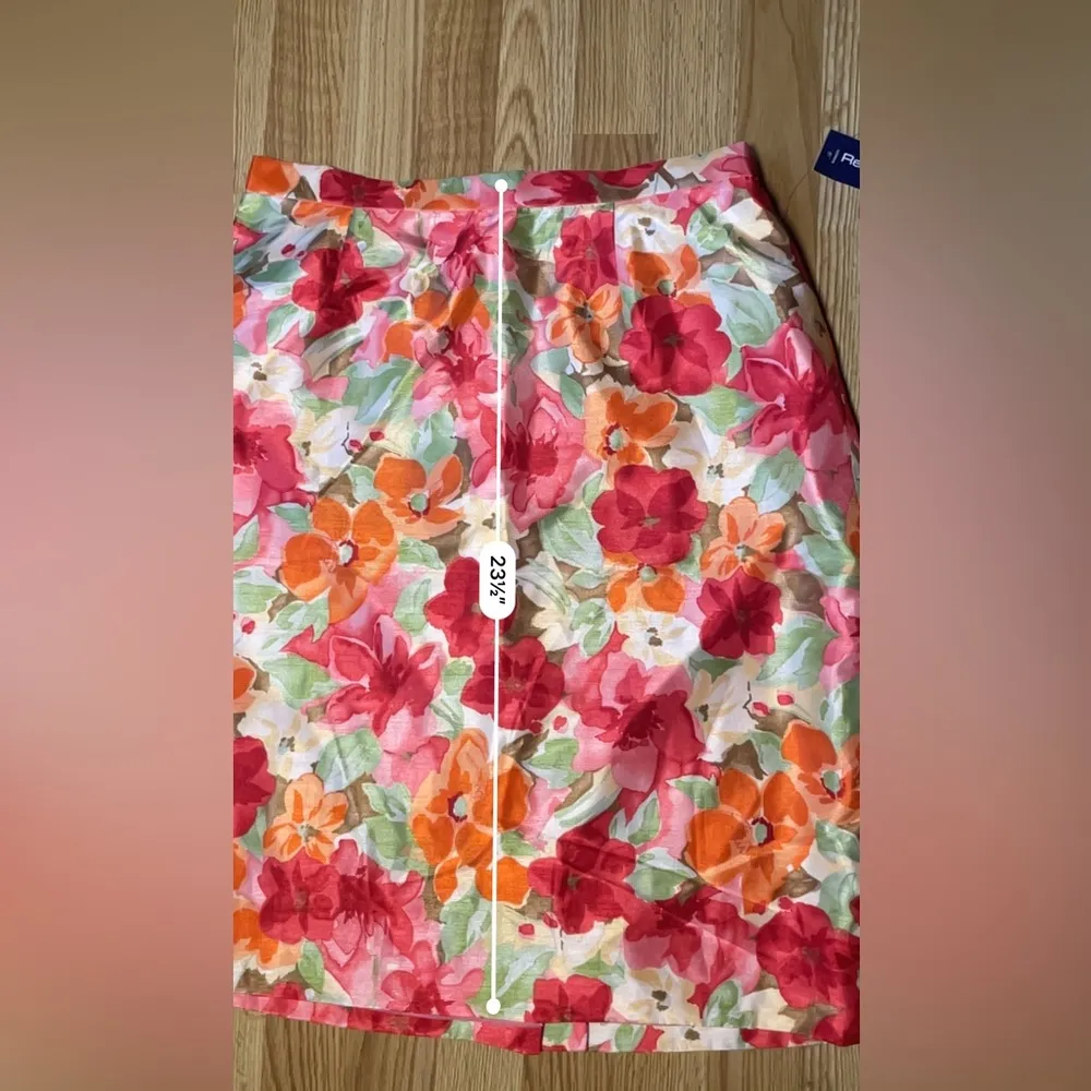 Rena Rowan floral Skirt size 16W peach multi business casual - Image 9
