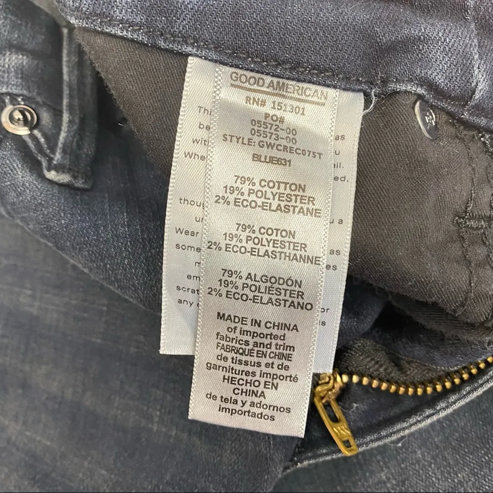 Good American Good Waist Crop High Rise Raw Hem Skinny Jeans Blue631 - Image 13