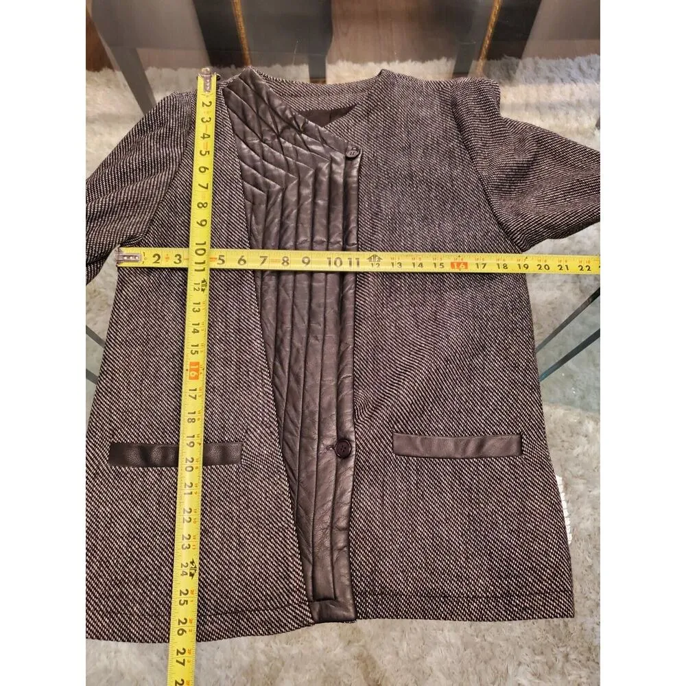 Vintage ONNA Collection Gray Wool Single Breasted Blazer & Skirt 2 Pc's Suit M Size M - Image 7