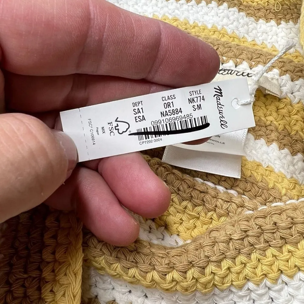 Madewell Womens Crocheted Bucket Hat Earthen Sand Stripe Size S/M NK774 - Image 6