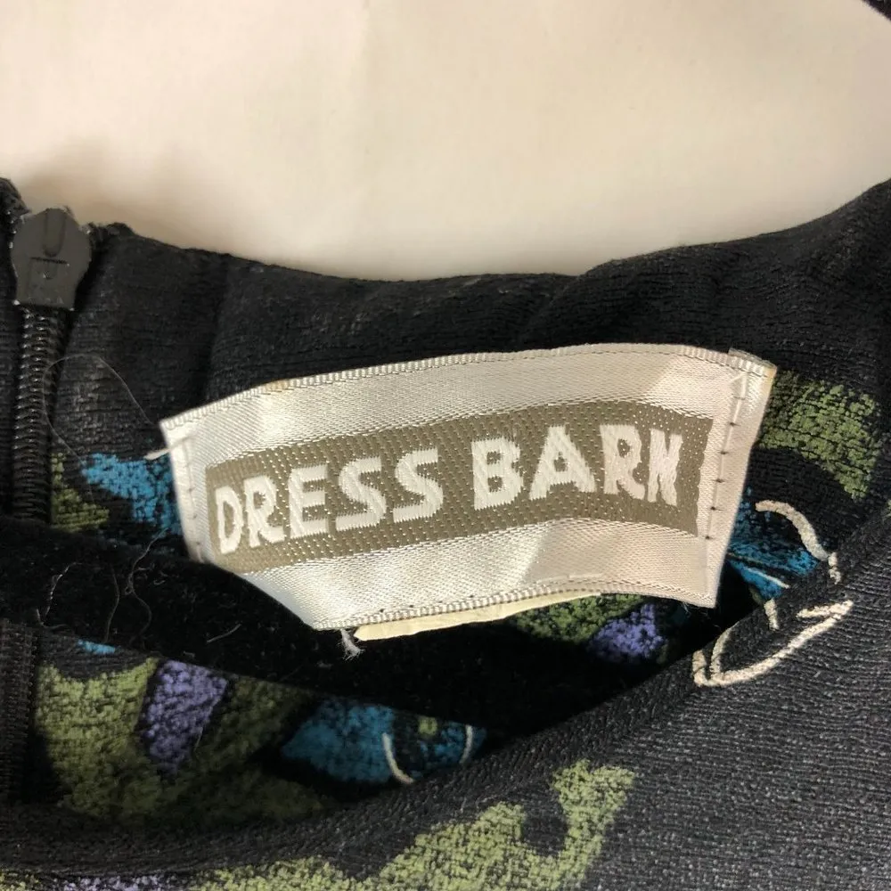 Dress Barn Vintage Maxi Dress Shoulder Pads Short Sleeve Geometric Black 16W - Image 3