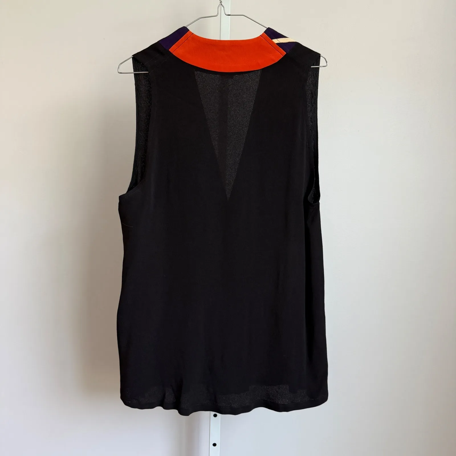 VTG Yasuyo Black Sleeveless Wearable Art Floral Trim‎ Lagenlook Avant Garde S/M - Image 5