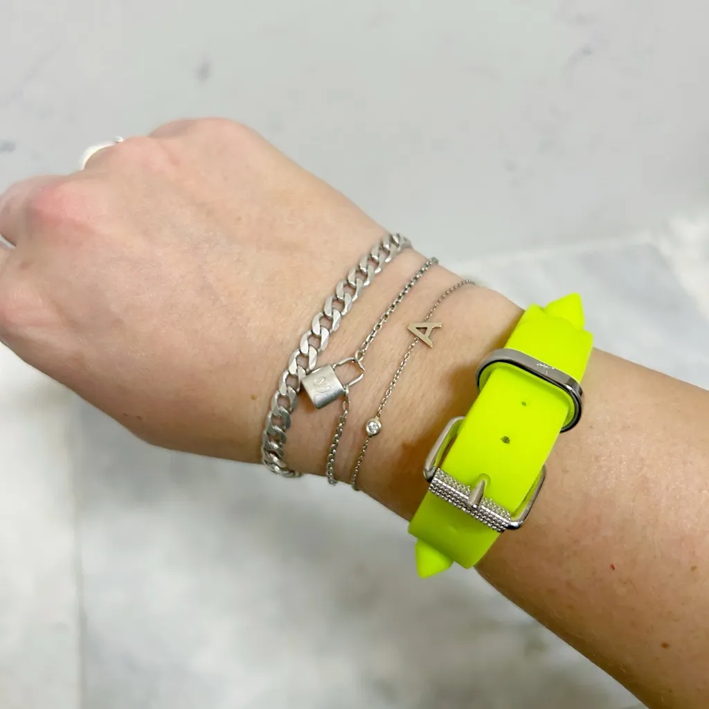 Authentic Christian Louboutin Neon Green / Yellow Loubilink Spiked Bracelet - Image 5