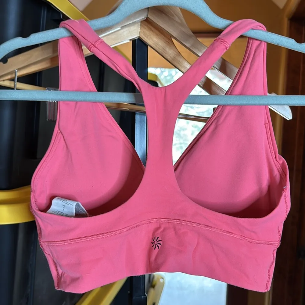 ATHLETA CORAL PINK TRANSCEND PLUNGE BRA A-C SIZE SMALL - Image 8