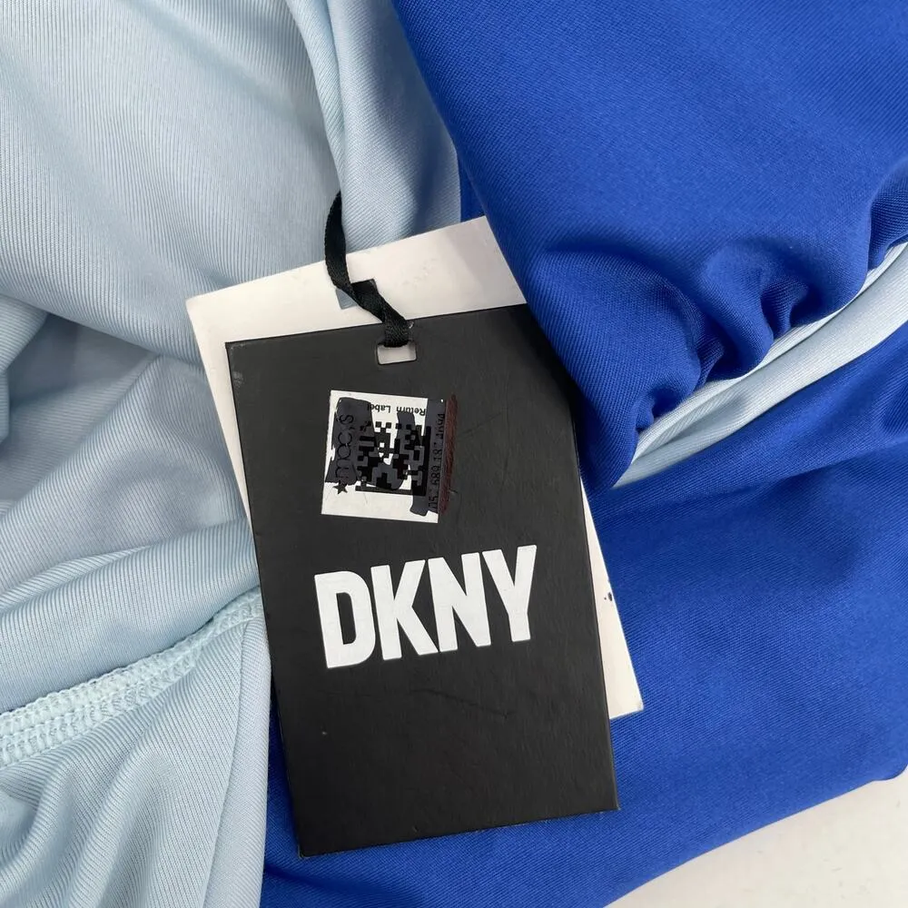DKNY Lapis Swimsuit Size 16 Plunge Colorblock One Piece Plus Curvy Swim Blue NWT - Image 5