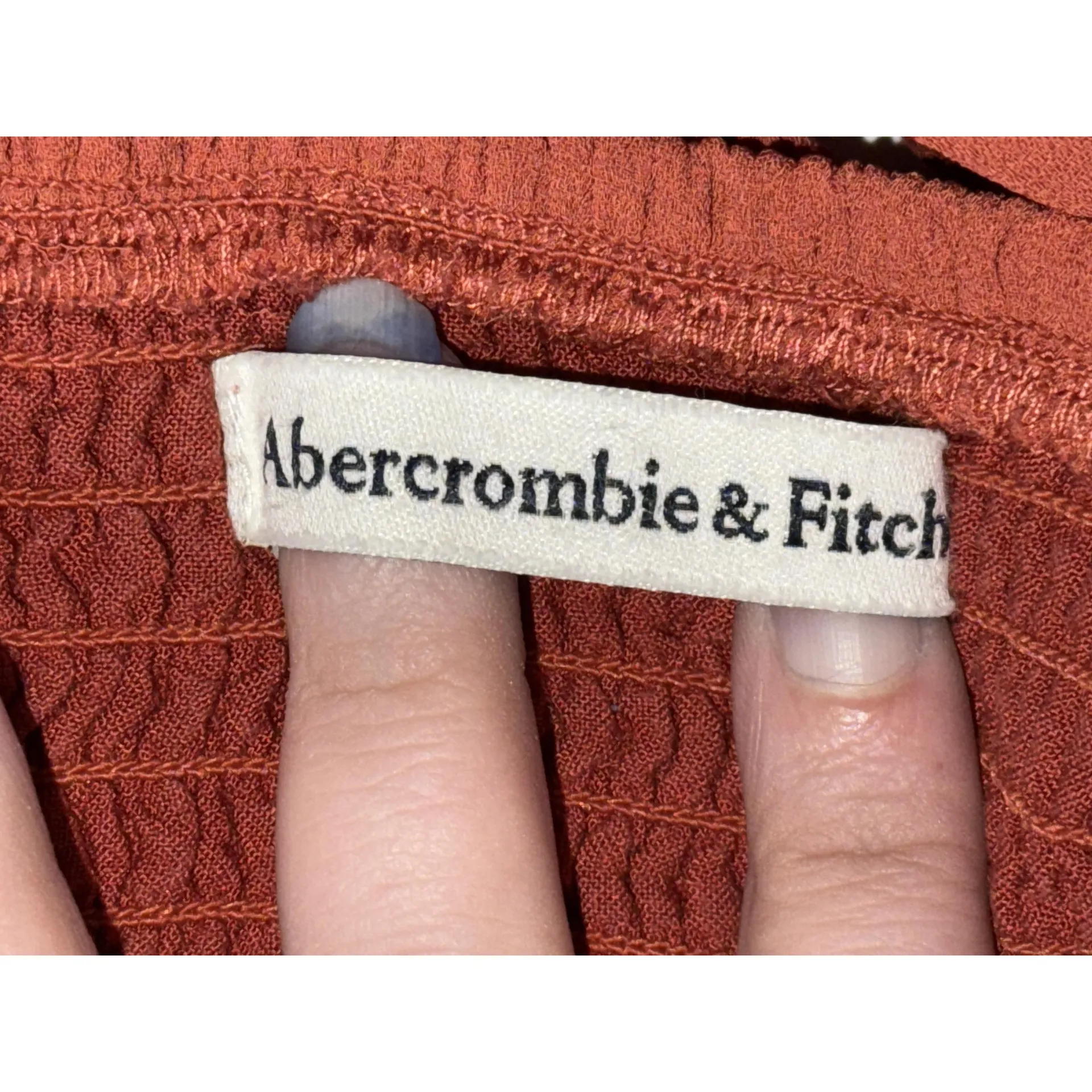 NEW Abercrombie & Fitch Red Smocked Bodice Puff Sleeve Short Sleeve Blouse Sz XS - Image 4