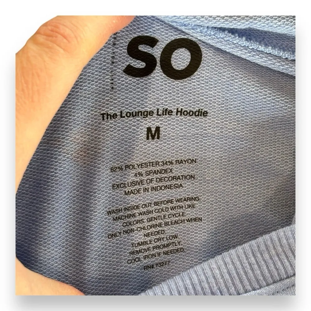 SO Sweatshirt Lounge Life Woman's   Cropped Blue Hoodie Mushroom Print M - Image 3