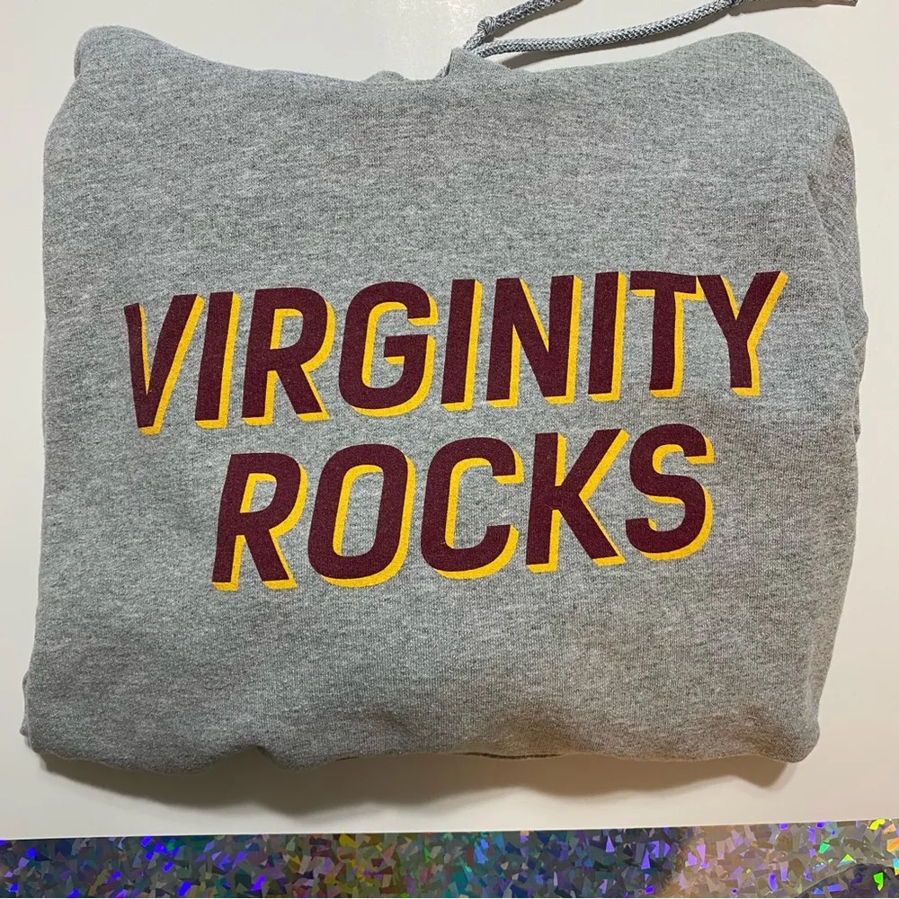 Virginity Rocks Gray Hoodie - Image 3