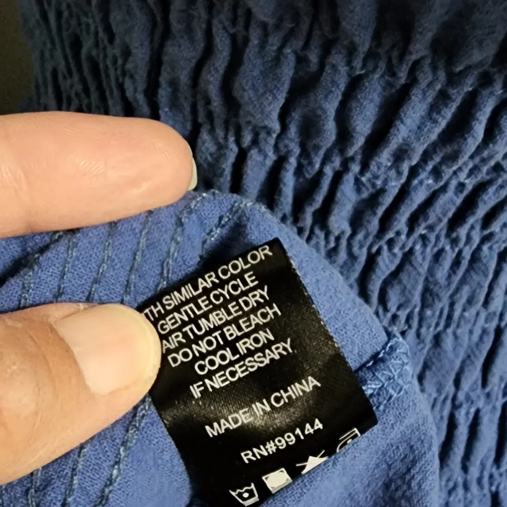 Anthropologie Lapis blue linen tiered peasant dress size mp - Image 9