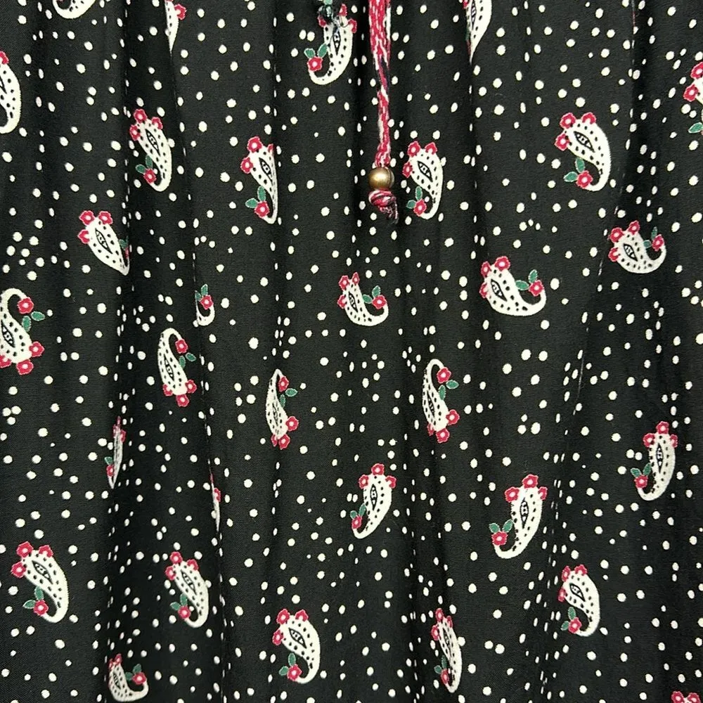 Romantic Gypsy Womens Dress/Tunic/Top Paisley Long Sleeves Keyhole Neck Sz3X Black Size 3X - Image 8