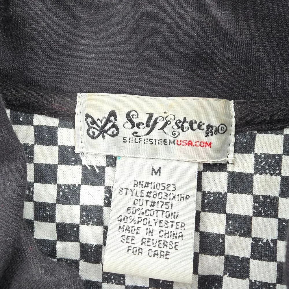 Self Esteem Black Button Belted Retro Long Sleeve Pea Coat Y2K Jacket Medium - Image 6