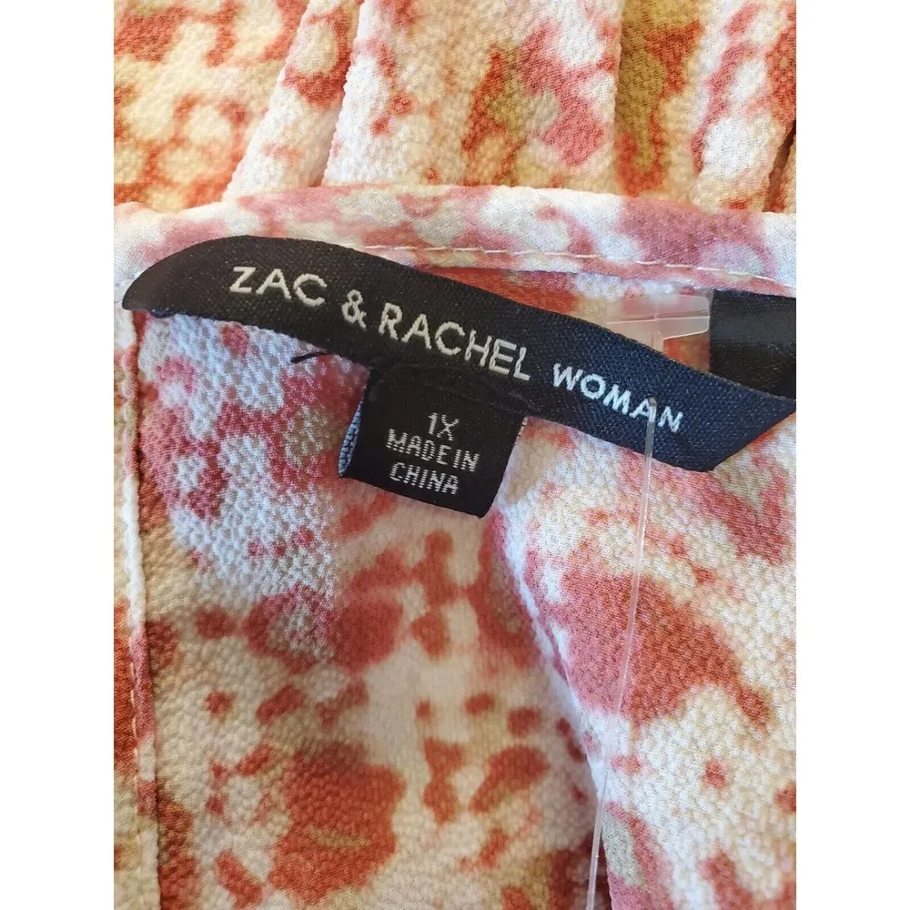 Zac & Rachel Women's Frida Peach Chino Smocked Long Sleeve Tunic Top Blouse 1X - Image 5